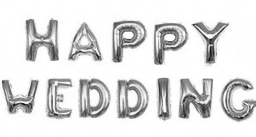 balon napis happy wedding