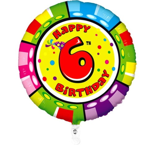Balon na hel lub powietrze 18" happy cyfra 6
