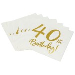 SERWETKI PAPIEROWE NA 40 URODZINY 10SZT ZŁOTE 40 TH BIRTHDAY!