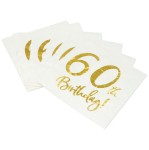SERWETKI PAPIEROWE NA 60 URODZINY 10SZT ZŁOTE 60 TH BIRTHDAY!