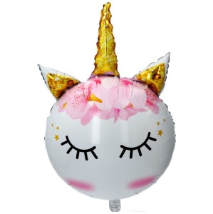 BALON 22" JEDNOROŻEC ŚPIĄCY BIAŁY
