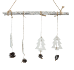 ZAWIESZKA DREWNIANA NA GAŁĄZCE CHOINKI Z SZYSZKAMI NA BOŻE NARODZENIE 