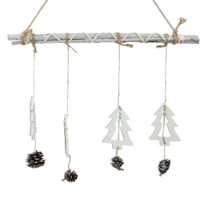 ZAWIESZKA DREWNIANA NA GAŁĄZCE CHOINKI Z SZYSZKAMI NA BOŻE NARODZENIE 