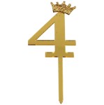 DEKORACJA NA CIASTO TORT 4 ZŁOTA KORONA BROKAT