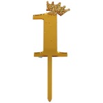 DEKORACJA NA CIASTO TORT 1 ZŁOTA KORONA BROKAT