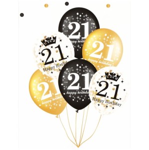 BALON LATEKSOWE HAPPY BIRTHDAY NA 21 URODZINY  6SZT