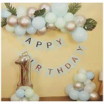 GIRLANDA BALONOWA NIEBIESKO SREBRNA Z LISTKAMI