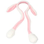 OPASKA USZY KRÓLIKA RUCHOME Z POMPKĄ BIAŁO RÓŻOWE