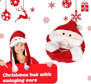 CZAPKA MIKOŁAJA Z POMKĄ RUCHOME WĄSY LED