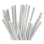 SŁOMKA PAPIEROWA BŁYSZCZĄCA SREBRNA 25SZT