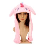 CZAPKA JEDNOROŻEC LED RUCHOME USZY STRÓJ RÓŻOWA