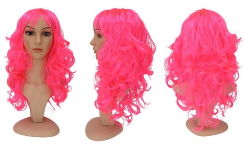 peruka kręcona różowa