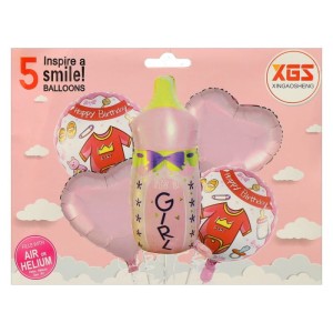 ZESTAW BALONÓW IT'S A GIRL RÓŻOWY 5SZT