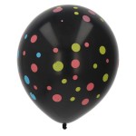 BALONY LATEKSOWE CZARNE W KOLOROWE KROPKI 6SZT