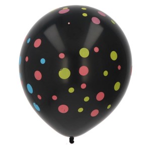 BALONY LATEKSOWE CZARNE W KOLOROWE KROPKI 6SZT