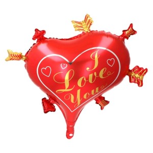 BALON 18" SERCE I LOVE CZERWONO ZŁOTE