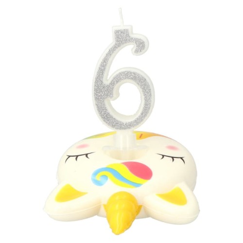 świeczka biało srebrna 6