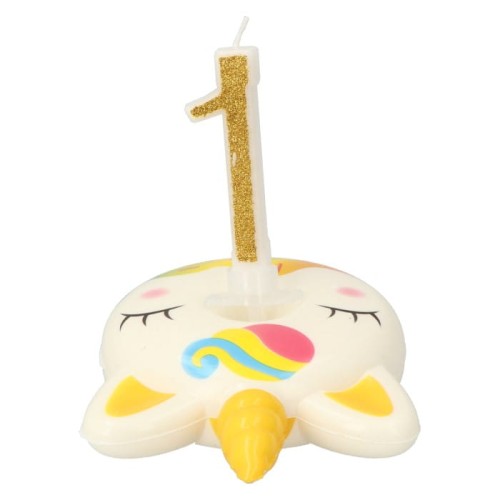 świeczka brokatowa 1 biało złota