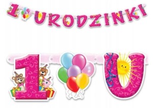 BANER RÓZOWY 1 URODZINKI