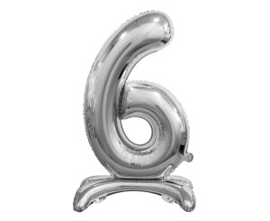 BALON FOLIOWY CYFRA 6 STOJĄCA B&C 74 CM SREBRNA