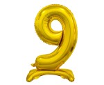 BALON FOLIOWY CYFRA 9, STOJĄCA,B&C 74 CM,ZŁOTA