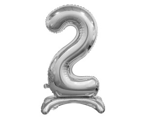 BALON FOLIOWY CYFRA 2 STOJĄCA B&C 74 CM SREBRNA