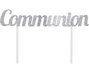 KOMUNIA ŚWIĘTA DEKORACJA NA TORT COMMUNNION SREBRNA