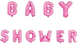 BALON FOLIOWY NAPIS BABY SHOWER RÓŻOWY W SERDUSZKA 10SZT 45CM
