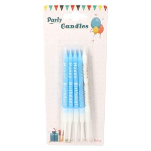 ŚWIECZKI URODZINOWE HAPPY BIRTHDAY NIEBIESKO BIAŁE 10SZT