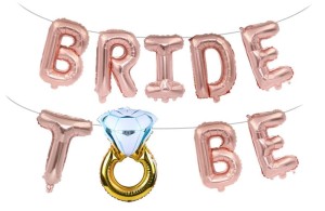 BALON FOLIOWY NAPIS BRIDE TO BE WIECZÓR PANIEŃSKI RÓZOWE ZŁOTO