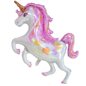 BALON 24" JEDNOROŻEC MAGICZNY RÓŻOWY KWIATY