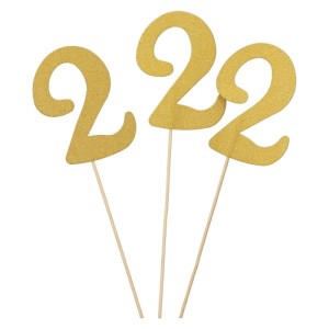 TOPPER NA TORT BROKATOWY ZŁOTA 2 3SZT
