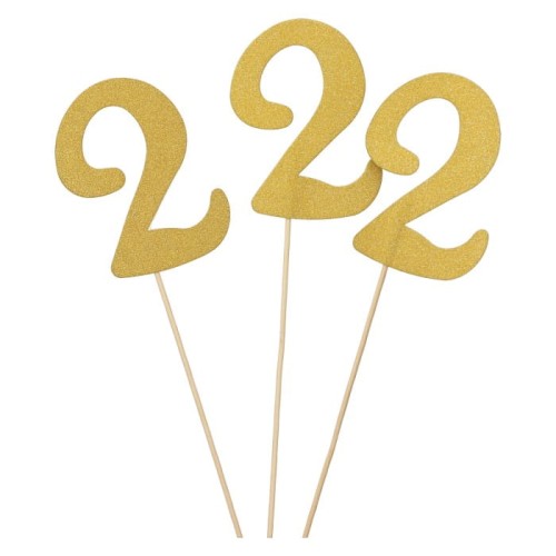 topper na tort złota cyfra 2