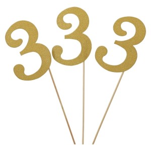 TOPPER NA TORT BROKATOWY ZŁOTA 3 3SZT