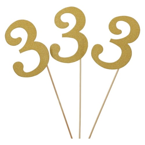 topper cyfra brokatowa 3