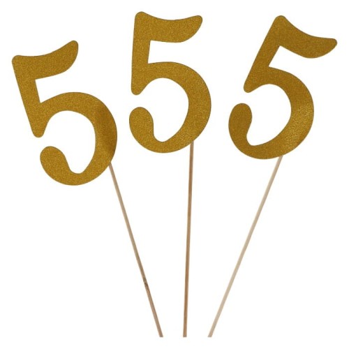 topper na tort cyfra złota 5