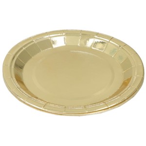 TALERZYKI PAPIEROWE ZŁOTO 23CM, 6SZT
