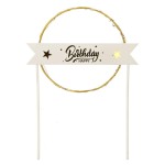 ŚWIECĄCY TOPPER NA TORT ZŁOTY HAPPY BIRTHDAY