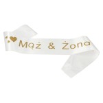 SZARFA MĄŻ & ŻONA BIAŁA BROKATOWY NAPIS