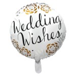 BALON 18" WEDDING WISHES BIAŁO ZŁOTY NA ŚLUB WESELE
