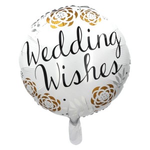 BALON 18" WEDDING WISHES BIAŁO ZŁOTY NA ŚLUB WESELE