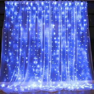 KURTYNA ŚWIETLNA DRUCIKI PEREŁKI 3X2M 200 LED NIEBIESKA