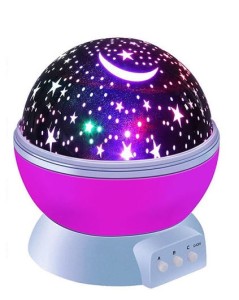 LAMPKA NOCNA PROJEKTOR GWIAZD OBROTOWA RÓŻOWA