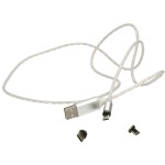 KABEL 1M MAGNETYCZNY 3W1 GUMOWY ŚWIECĄCY MICRO USB TYP-C BIAŁY
