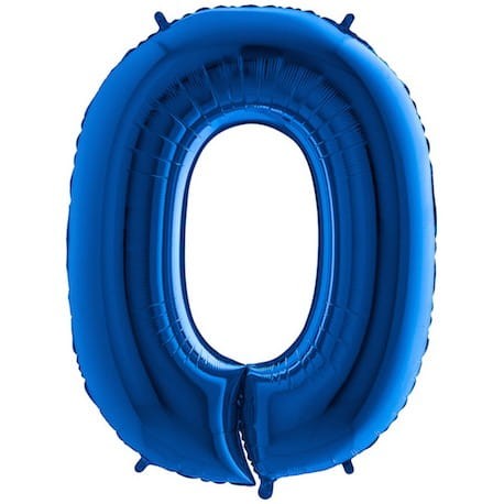 balon cyfra 0 niebieska