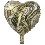 BALON 18" SERCE METALIZOWANE MARBLE BIAŁE