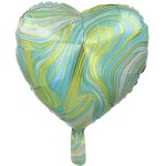 BALON 18" SERCE METALIZOWANE MARBLE ZIELONE