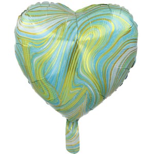 BALON 18" SERCE METALIZOWANE MARBLE ZIELONE