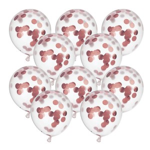 BALONY LATEKSOWE Z KONFETTI GOLD ROSE ZESTAW 1SZT