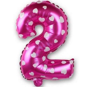 BALON 80 CM CYFRA 2 RÓŻOWA W SERCA